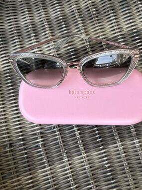 Kate Spade Pink Crystal-Trim 
Cat Eye Sunglasses with Case